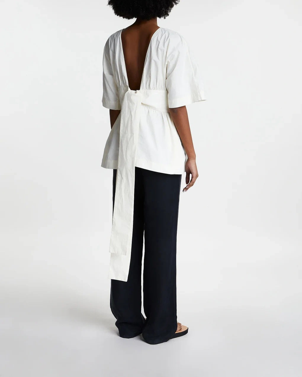 Women's Casual Short Corset Crew Neck Top Backless Loose Spice Girl Shirt T-Shirt