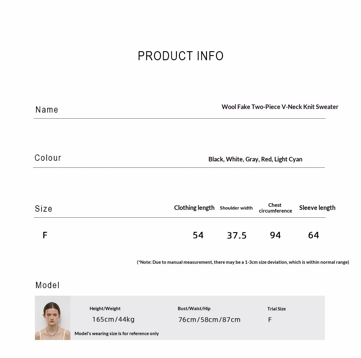 Spring new casual wool fake two-piece pure version solid color V-neck long-sleeved knitted sweater