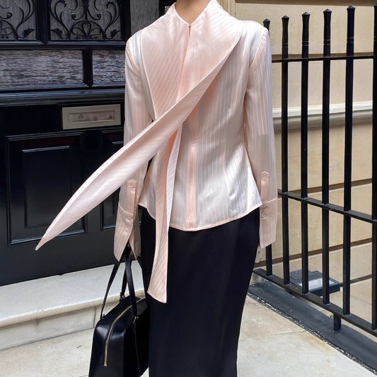 Fashion lapel streamer shirt top