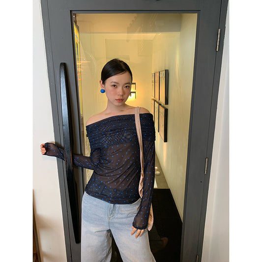 One Shoulder Polka Dot Top