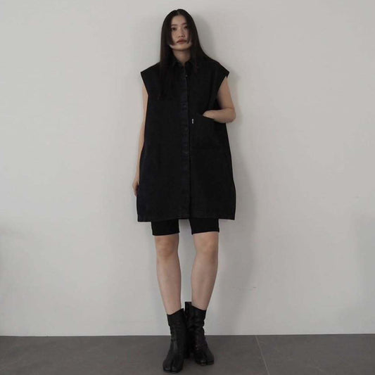 Spring and summer American casual retro fashionable denim wide-line vest casual slim top