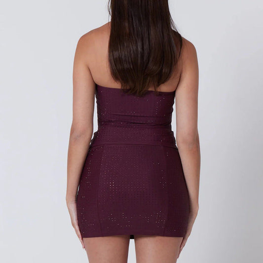 tube top short skirt sexy hot diamond short sleeve skirt set