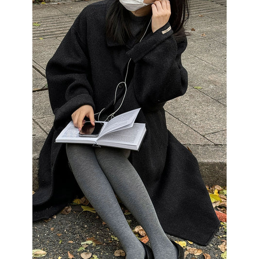 100% wool premium lapel single-breasted double-sided woolen coat women's winter woolen long coat