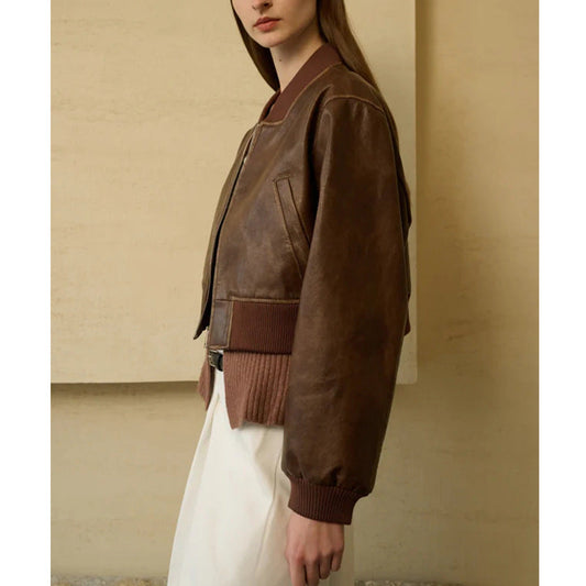 Zip Leather Jacket Trade Vintage Motorcycle Short Jacket