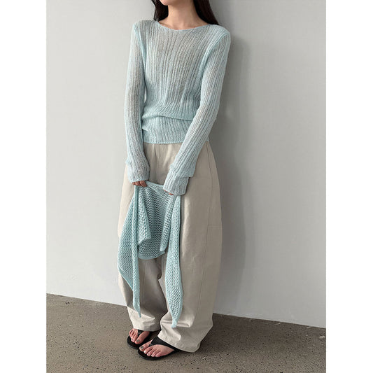 Light luxury soft waxy wool knitted sweater shawl two-piece set women's 26 spring new lazy bottoming shirt