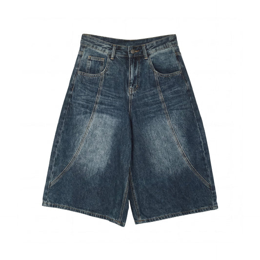 Retro old seven-point wide-leg pants jeans