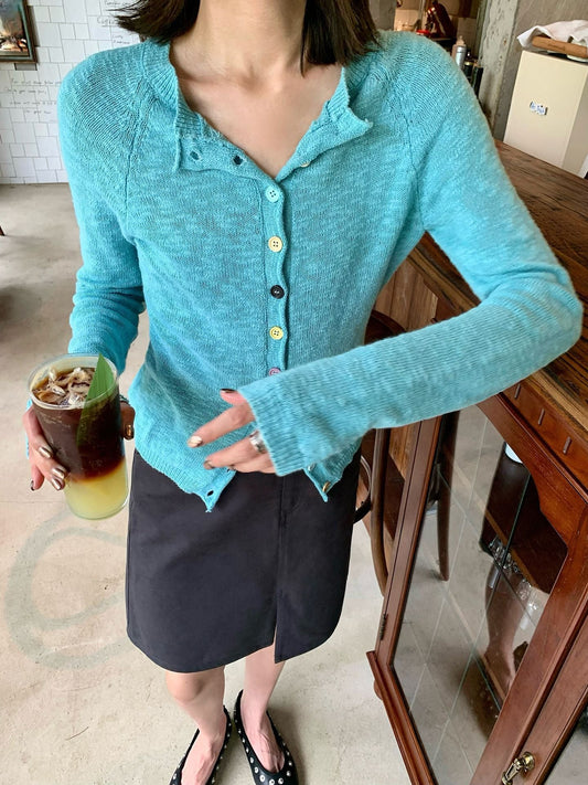 Dopamine Rainbow Button Knitted Cardigan Sweater