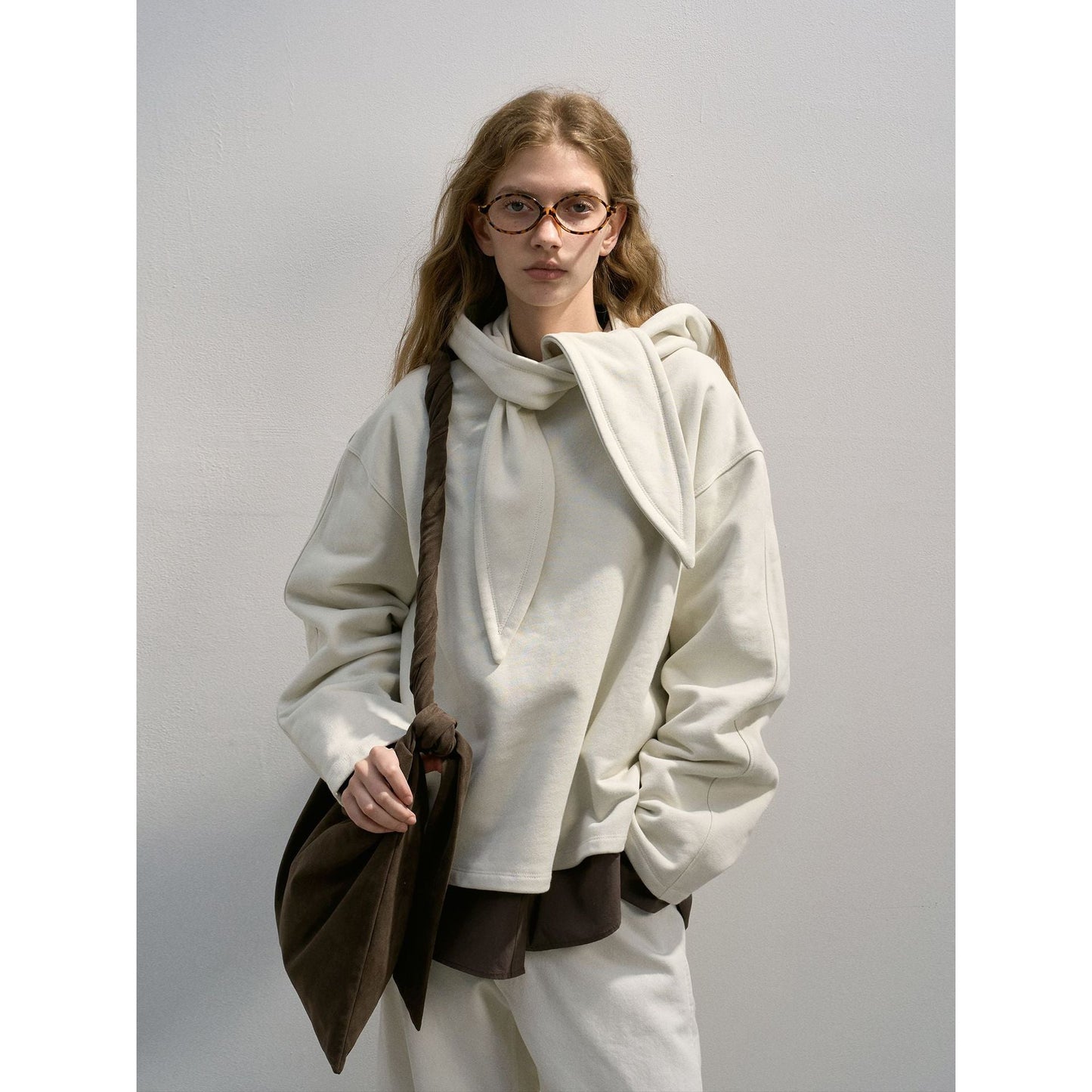 Soft Cotton Sweater with Detachable Shawl Hood | Skin-Friendly Winter Knit