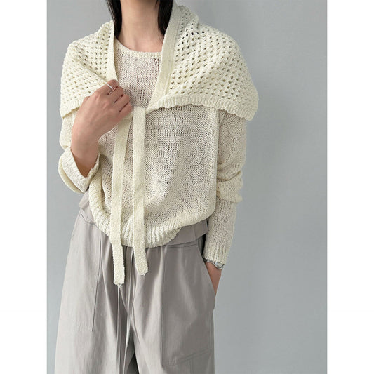 Lazy design texture with fart curtain knitted set 26 spring high-end top
