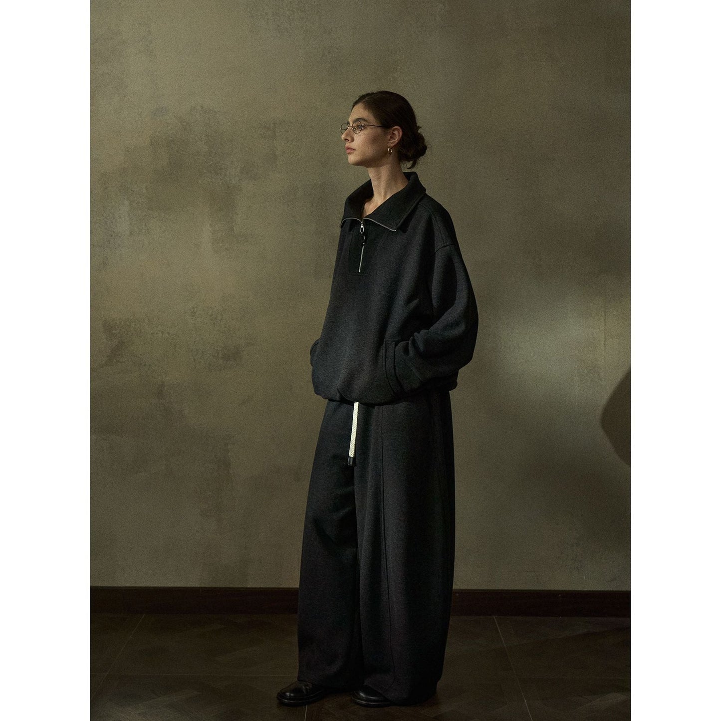 Autumn new acetic acid wool pullover classic light flower yarn texture static luxury sweater