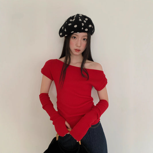 Spice girl atmospheric sleeves wear two pit knit sweaters