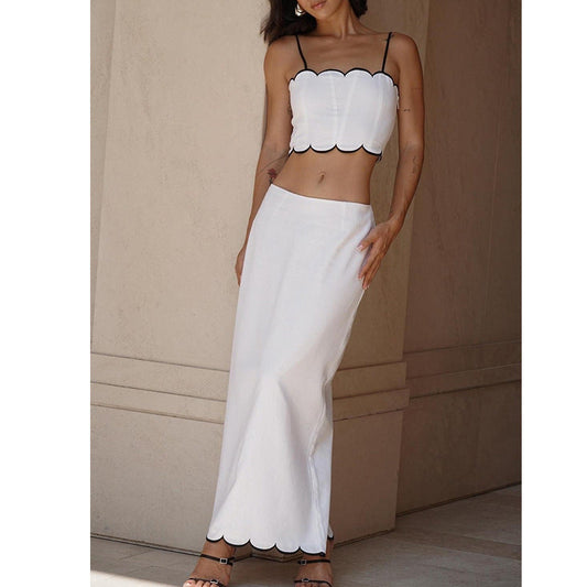 New fashionable sexy Spice Girl slim suspender top skirt set two-piece set