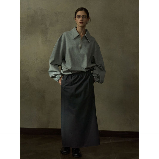 Autumn Tencel cotton wool U twill texture lapel loose shoulder sweater