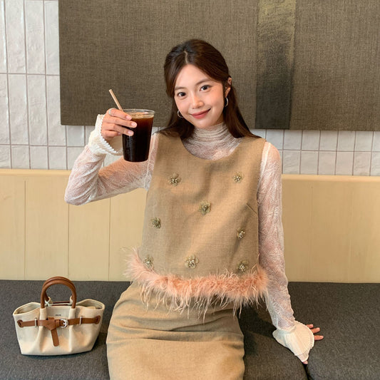 Age reduction heavy industry fringed beard vest top