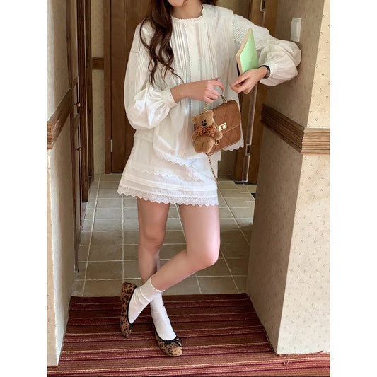 Lace Shirt and Skirt Set