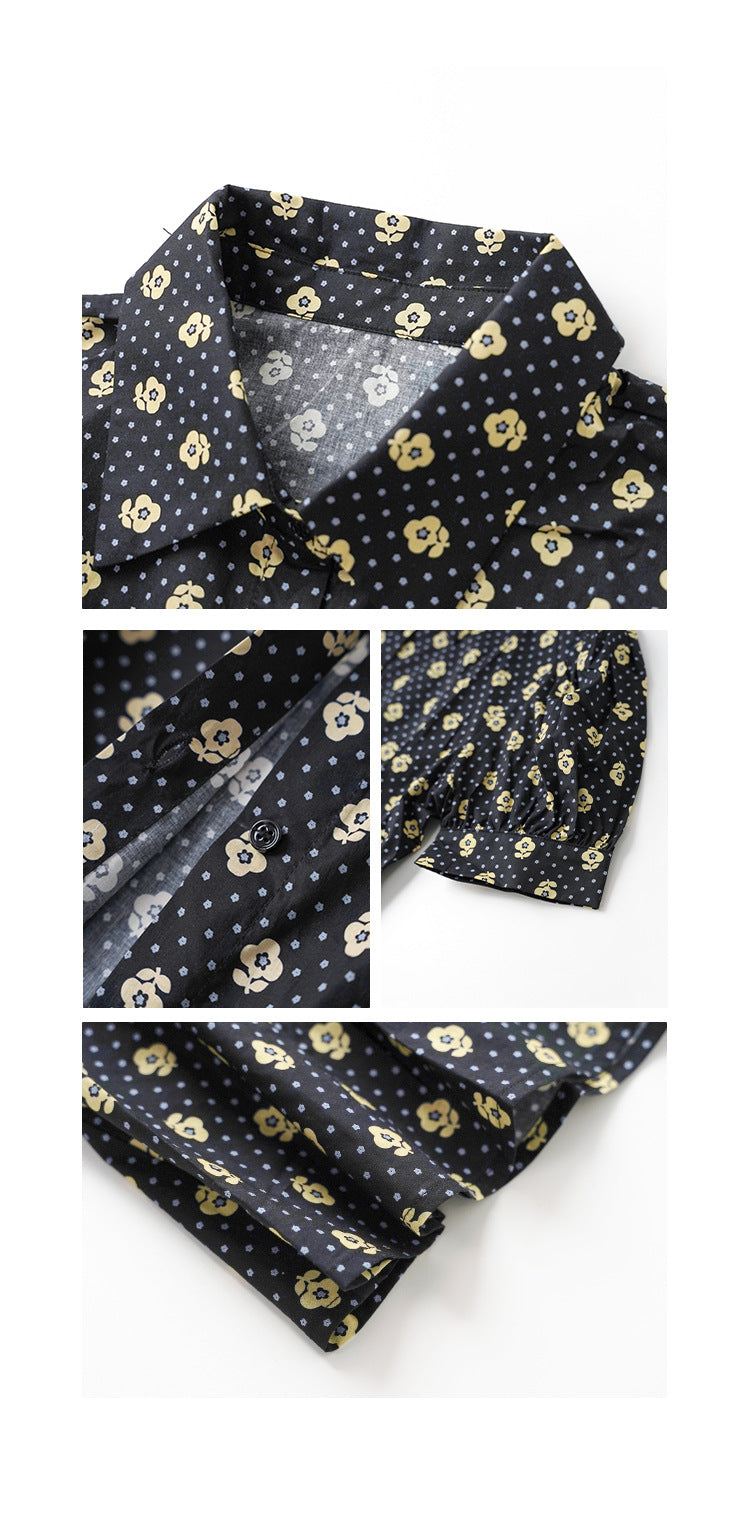 A short-sleeved shirt with floral waists