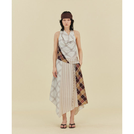 Women's Splicing Swing Neck Vest | Vacation Style Sleeveless Top