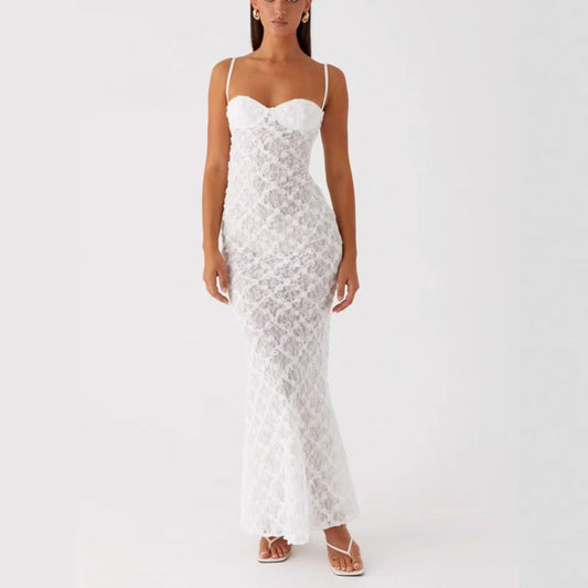 性感蕾丝花朵时尚吊带连衣裙