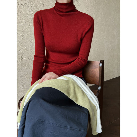Simple knitted sweater women's new turtleneck wool bottoming shirt in autumn and winter