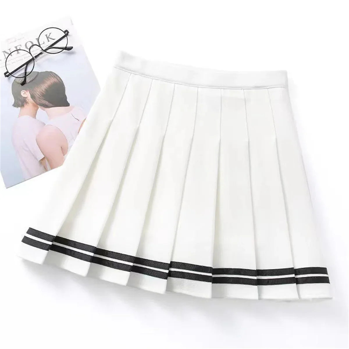 Fashion Preppy Style Pleated Skirts Women 2025 Spring Summer New A Line Short Dress Sweet Girl High Waist Petchwork Skirt Street