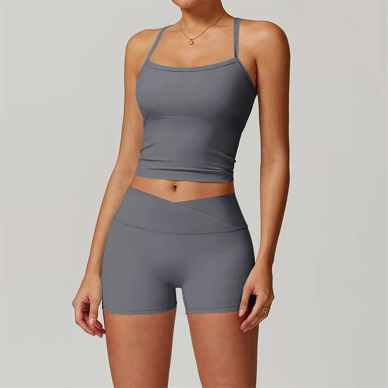 2-Piece Sports Bra & Leggings Set | Women's Push Up Gym Yoga Workout Suit