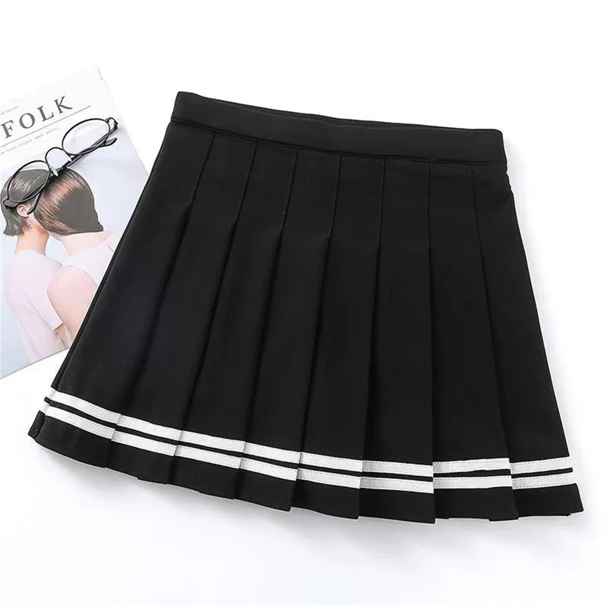 Fashion Preppy Style Pleated Skirts Women 2025 Spring Summer New A Line Short Dress Sweet Girl High Waist Petchwork Skirt Street