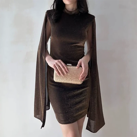 High Waist Velvet Cloak Sleeve Mini Dress | Women's Vintage Party Dress