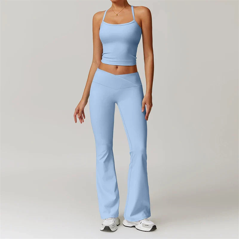 2-Piece Sports Bra & Leggings Set | Women's Push Up Gym Yoga Workout Suit