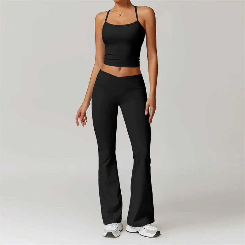 2-Piece Sports Bra & Leggings Set | Women's Push Up Gym Yoga Workout Suit